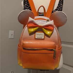 Disney Loungefly Candy Corn Minnie Mouse Mini Backpack – Halloween – Used